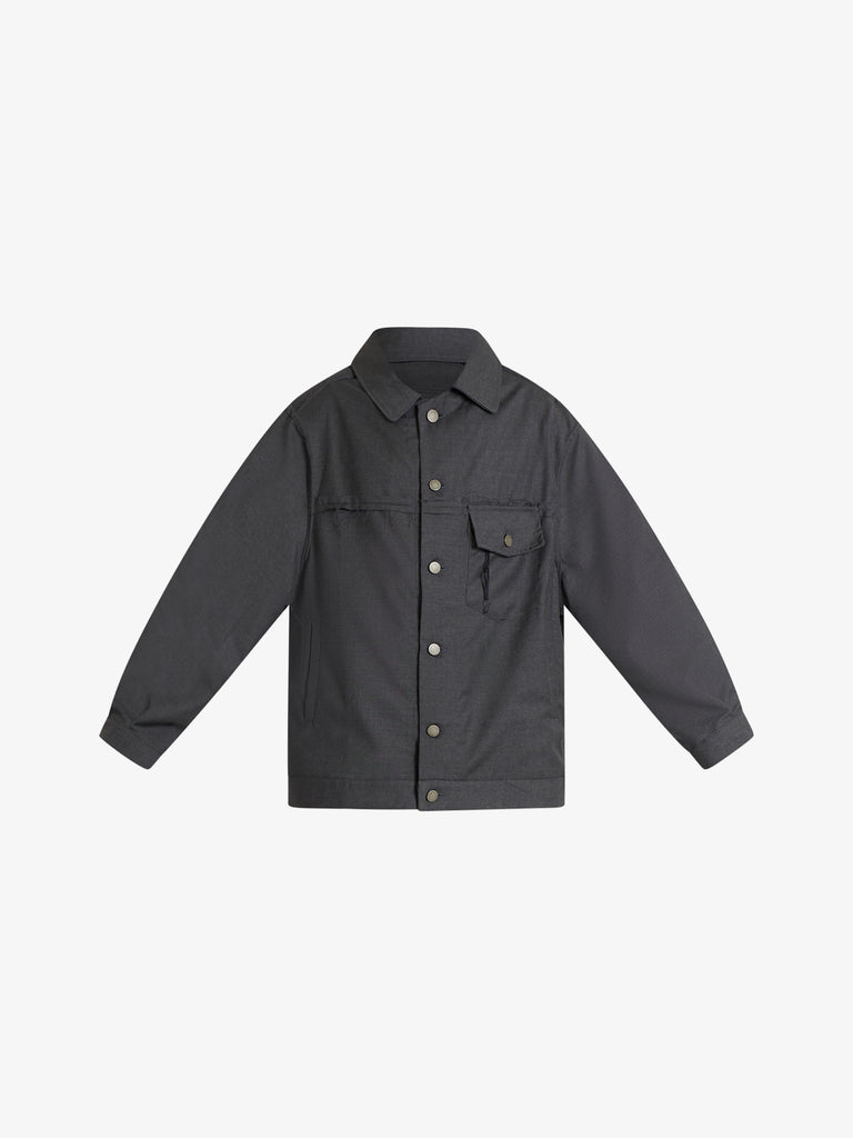 A DAMN THING giubbotto boxy a taglio vivo uomo grigio lana