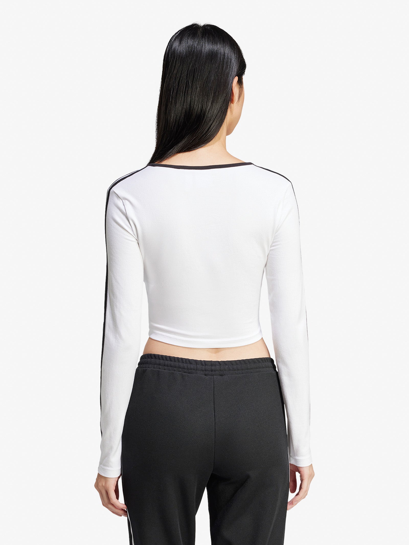 ◆adidas◆ 3S Long Sleeve Crop Tee White JD4625 ADIDAS 3S LS CROP JD4625 Women's Long Sleeve Jerseys White