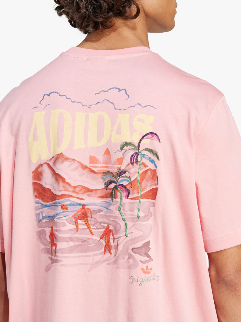ADIDAS t-shirt graphic tee uomo rosa cotone