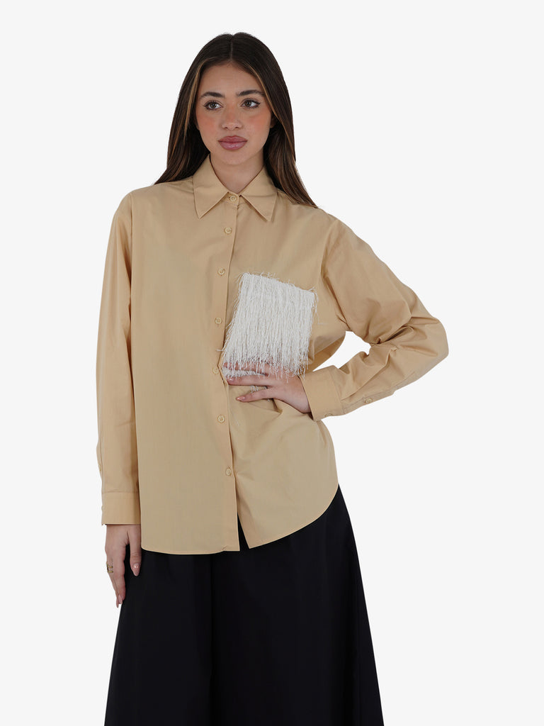 ALYSI Camicie CAMICIA OVER C/TASCH 105215P5022 Donna Beige