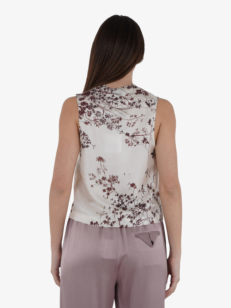 ALYSI Gilet con laccetti Donna Bianco Seta