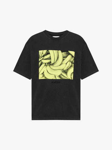 AMISH t-shirt con stampa banana uomo nero cotone