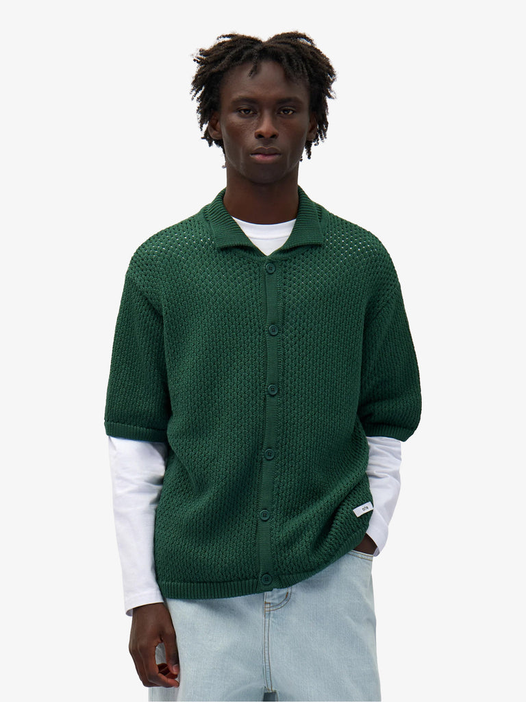 ARTE ANTWERP camicie crochet knit button uomo verde cotone