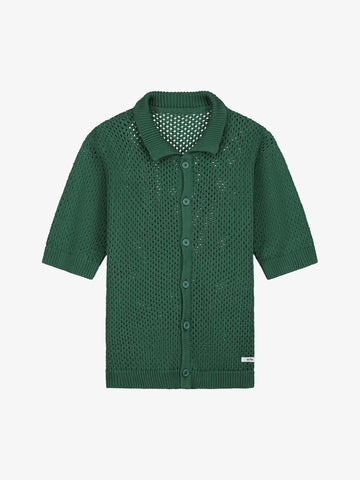 ARTE ANTWERP camicie crochet knit button uomo verde cotone