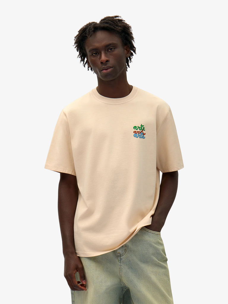 ARTE ANTWERP t-shirt multi logo uomo beige cotone