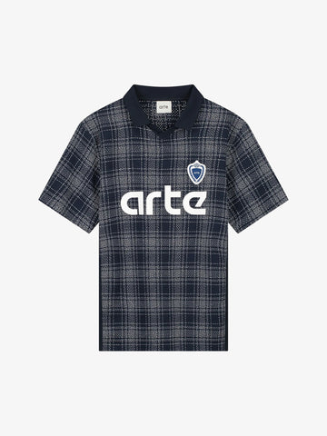ARTE ANTWERP T-shirt plaid jersey uomo nero cotone