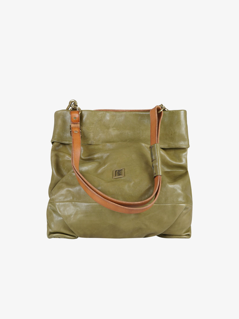 A.S.98 borsa a spalla grande donna pelle verde