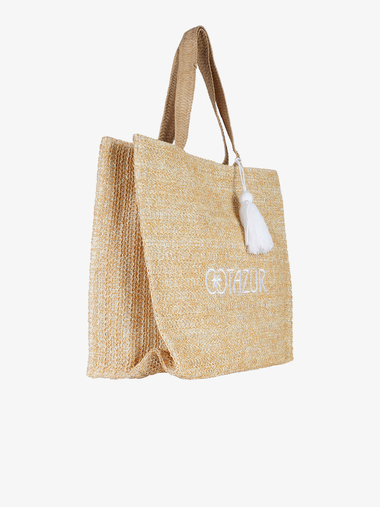 COTAZUR borse a mano donna borsa rafia beige