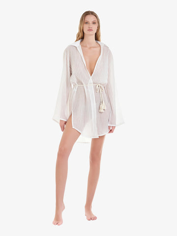 COTAZUR copricostumi rigato donna bianco viscosa