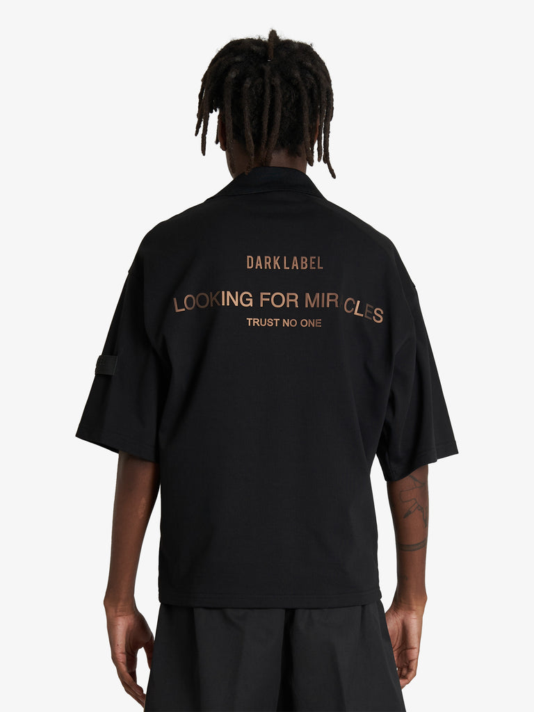 DARK LABEL polo con risvolto uomo nero cotone