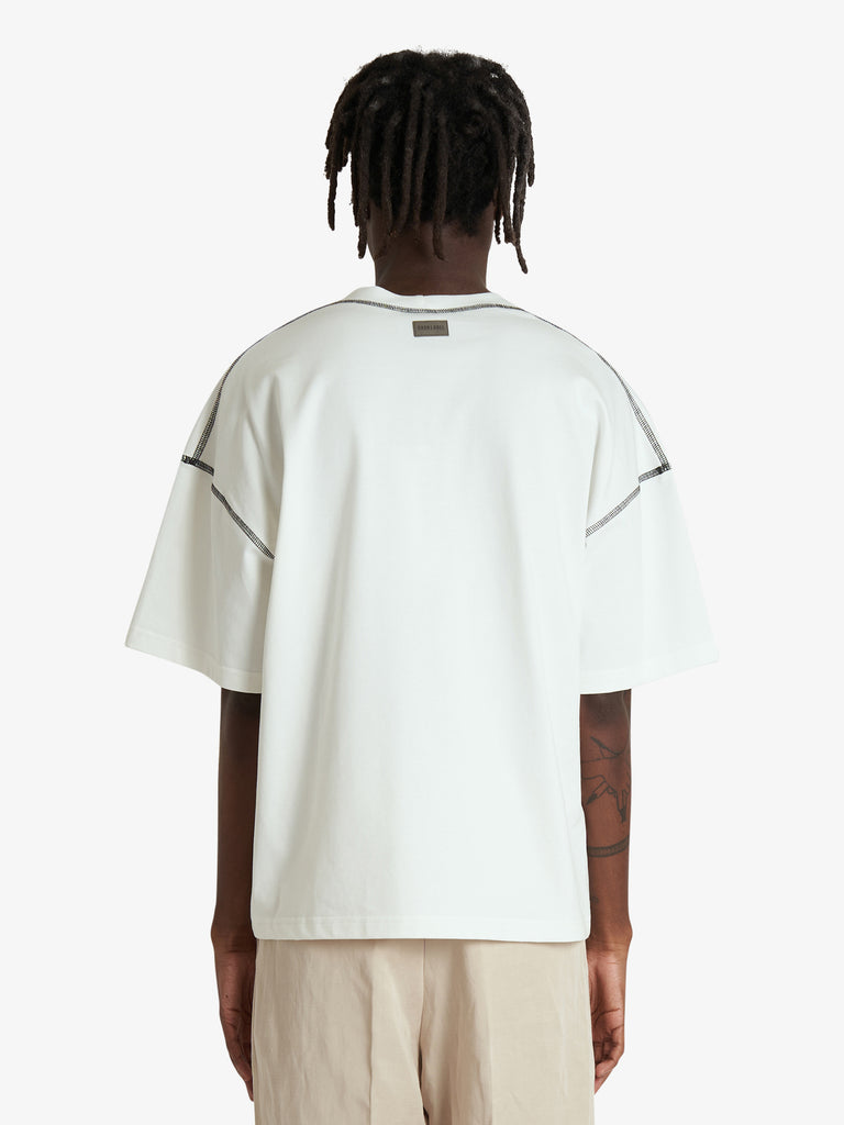 DARK LABEL t-shirt collo tondo uomo bianco cotone