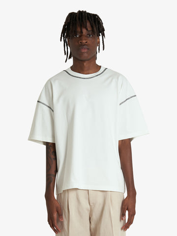 DARK LABEL t-shirt collo tondo uomo bianco cotone