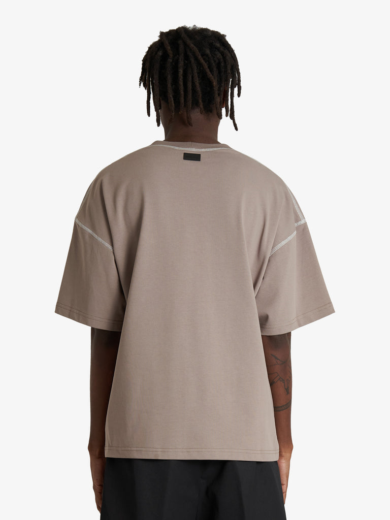 DARK LABEL t-shirt collo tondo uomo beige cotone