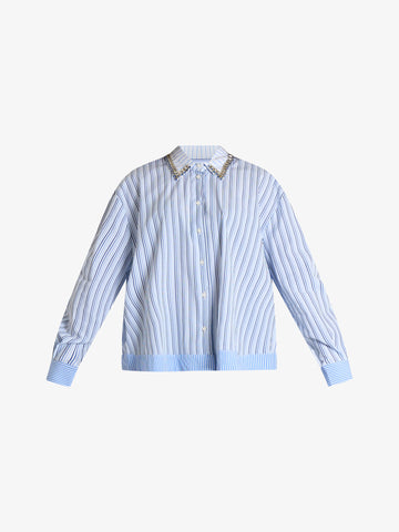 DIXIE camicia a righe donna azzurro cotone