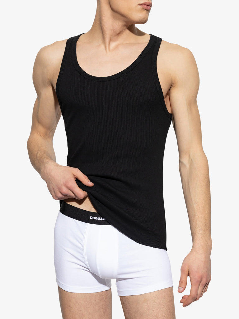 DSQUARED2 Canotte Twin Pack Tank Top Uomo Nero Cotone