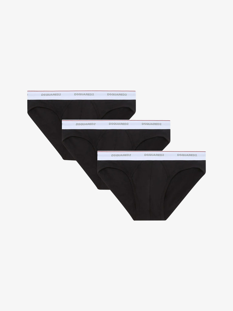 DSQUARED2 Slip 3-PACK BRIEF Uomo Nero Cotone