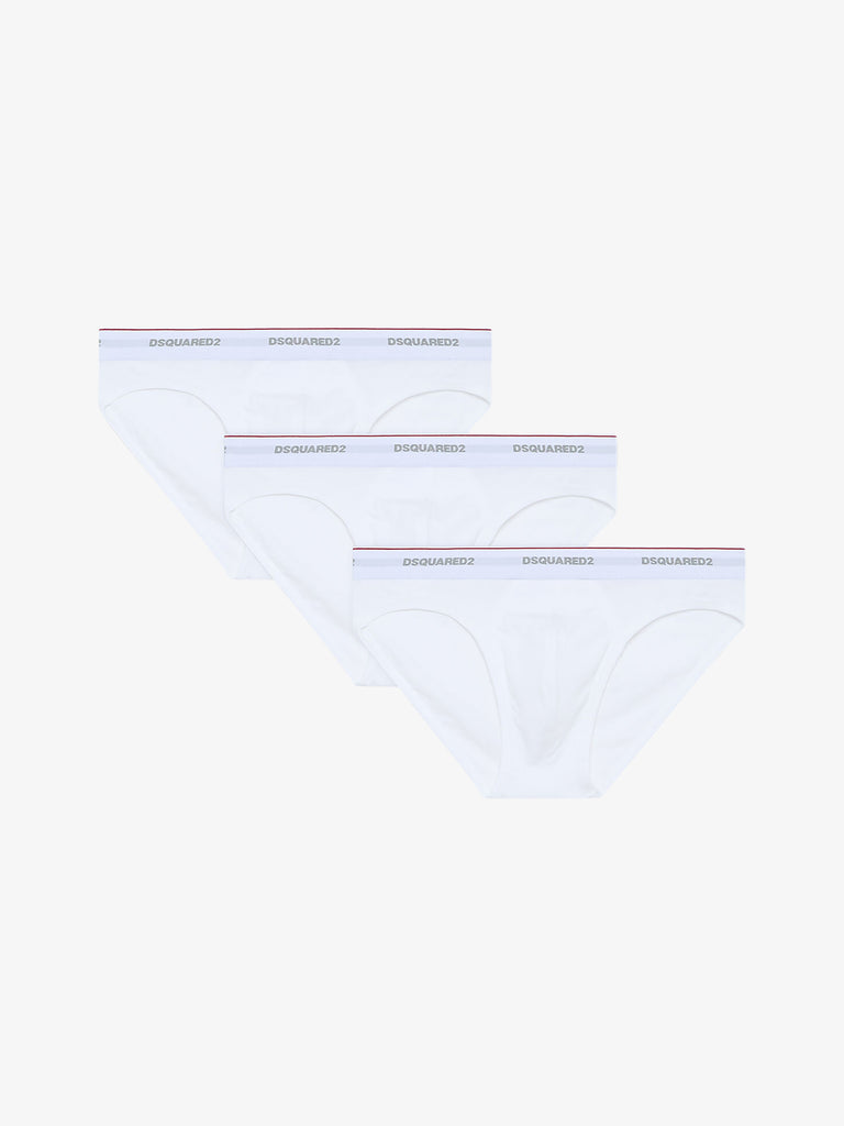 DSQUARED2 Slip 3-PACK BRIEF Uomo Bianco Cotone