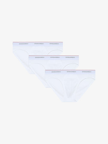 DSQUARED2 Slip 3-PACK BRIEF Uomo Bianco Cotone