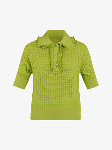 ESSENTIEL ANTWERP Polo Donna Verde Viscosa con 3 bottoni