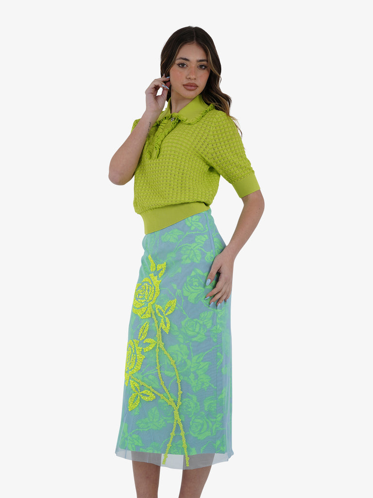 ESSENTIEL ANTWERP Gonne midi Donna Verde Cotone con zip