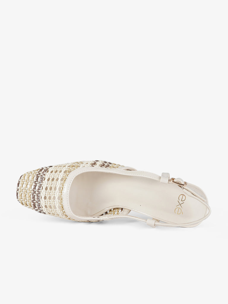 EXE' chanel donna tacco squadrato sintetico panna