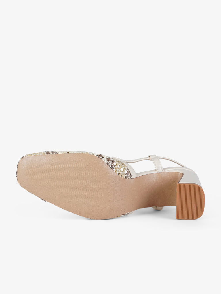 EXE' chanel donna tacco squadrato sintetico panna