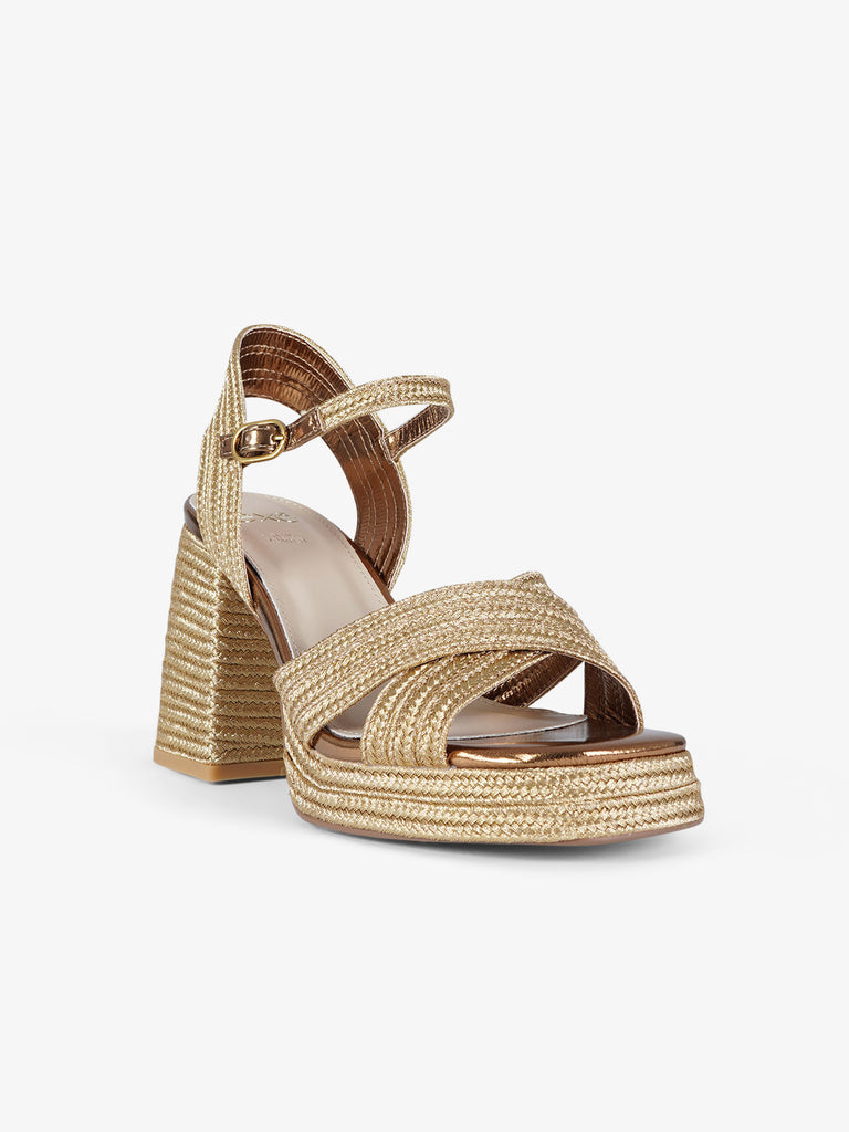 EXE' sandali con tacco plateau donna sintetico oro