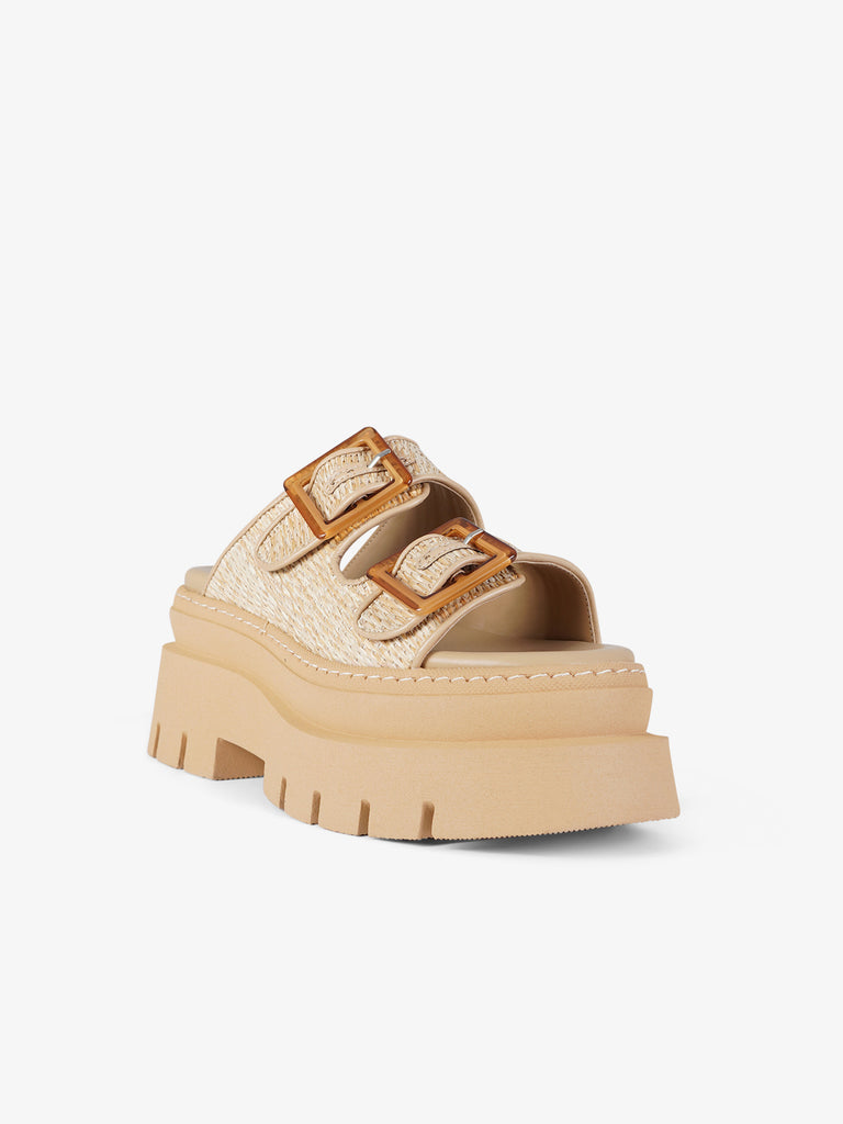 EXE' sandali con zeppa platform donna rafia beige