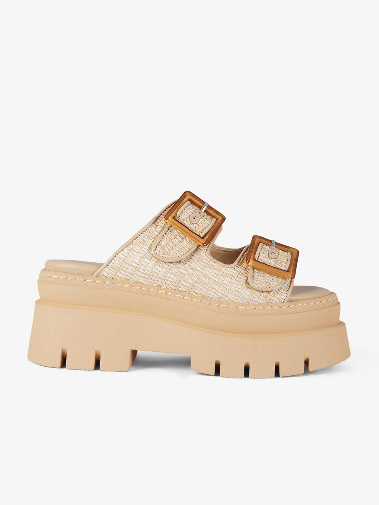 EXE' sandali con zeppa platform donna rafia beige