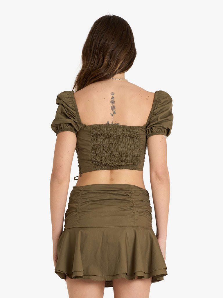 GLAMOROUS top ladies donna verde cotone