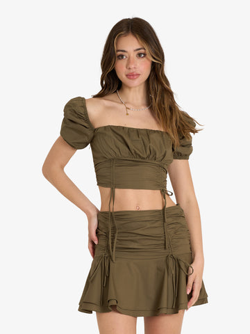 GLAMOROUS top ladies donna verde cotone