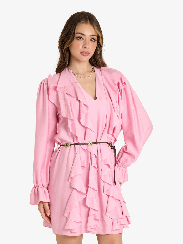 HAVE ONE abiti donna maniche lunghe rosa lycra