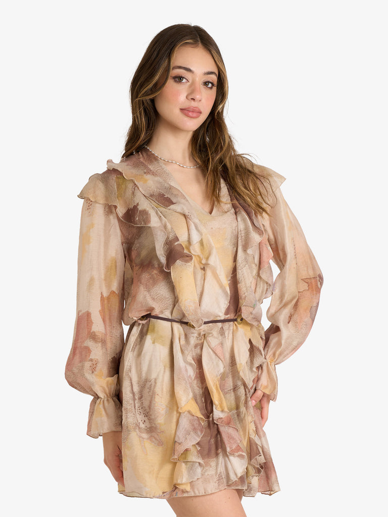 HAVE ONE abiti donna collo a v beige lycra