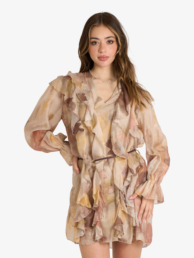 HAVE ONE abiti donna collo a v beige lycra