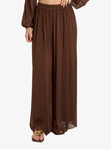 HAVE ONE pantaloni donna marrone viscosa vita alta
