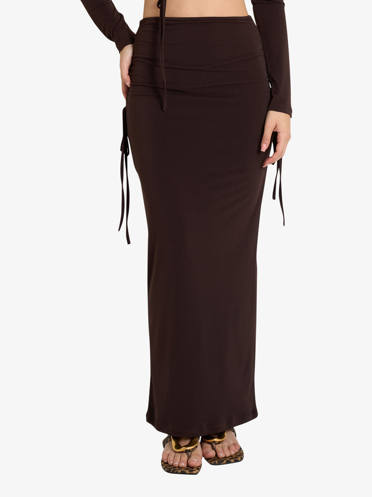 HAVE ONE gonne lunghe vita bassa donna marrone poliestere