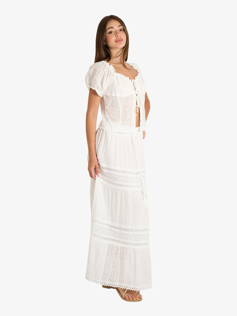HAVE ONE coordinato in sangallo donna bianco cotone