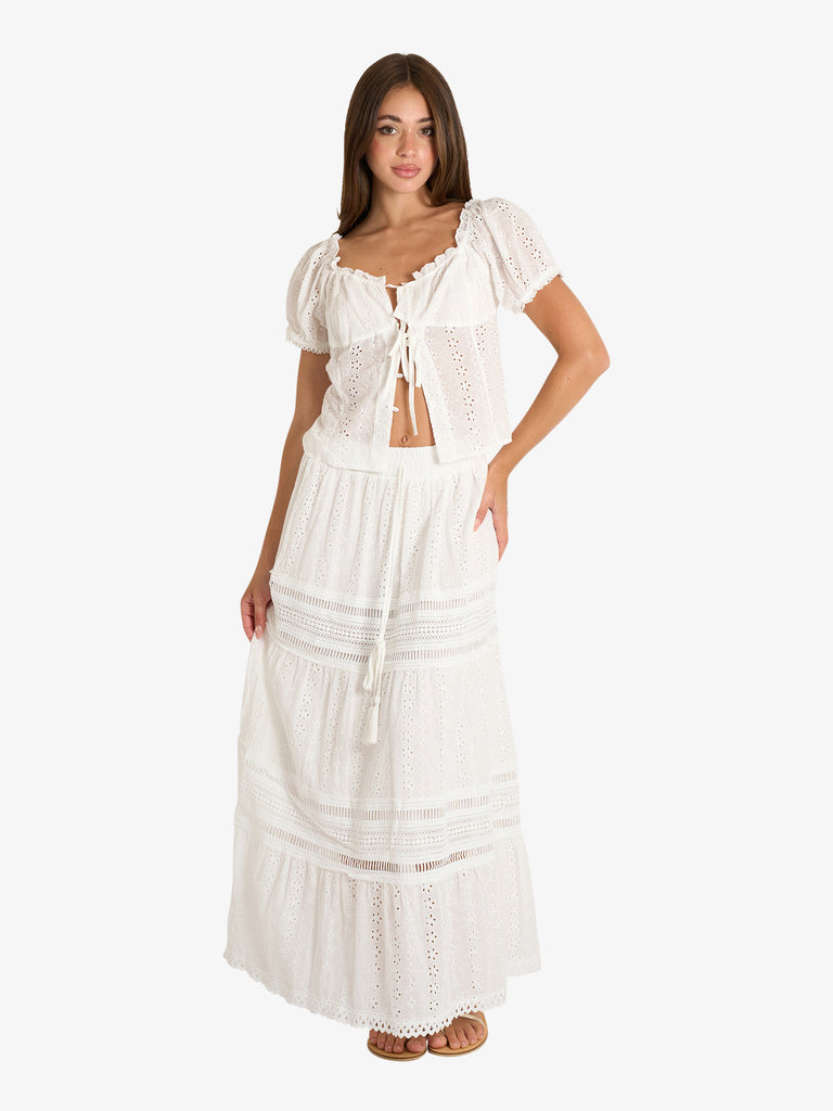 HAVE ONE coordinato in sangallo donna bianco cotone