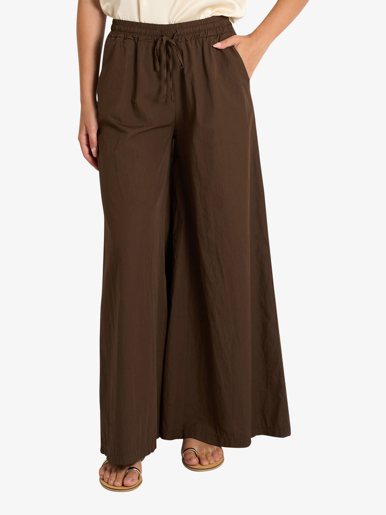 HAVE ONE pantalone a gamba larga donna marrone cotone