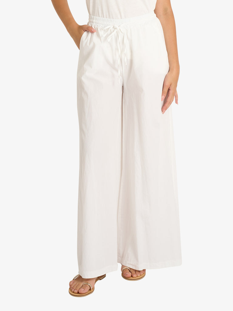HAVE ONE pantalone a gamba larga donna panna cotone