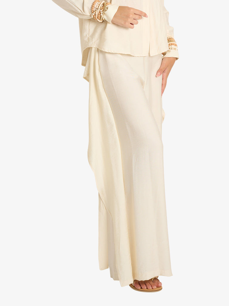 HAVE ONE pantalone con laccetto donna beige viscosa