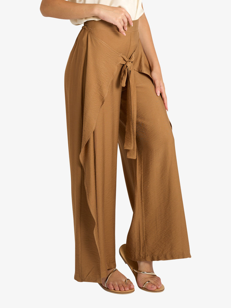 HAVE ONE pantalone con laccetto donna marrone viscosa