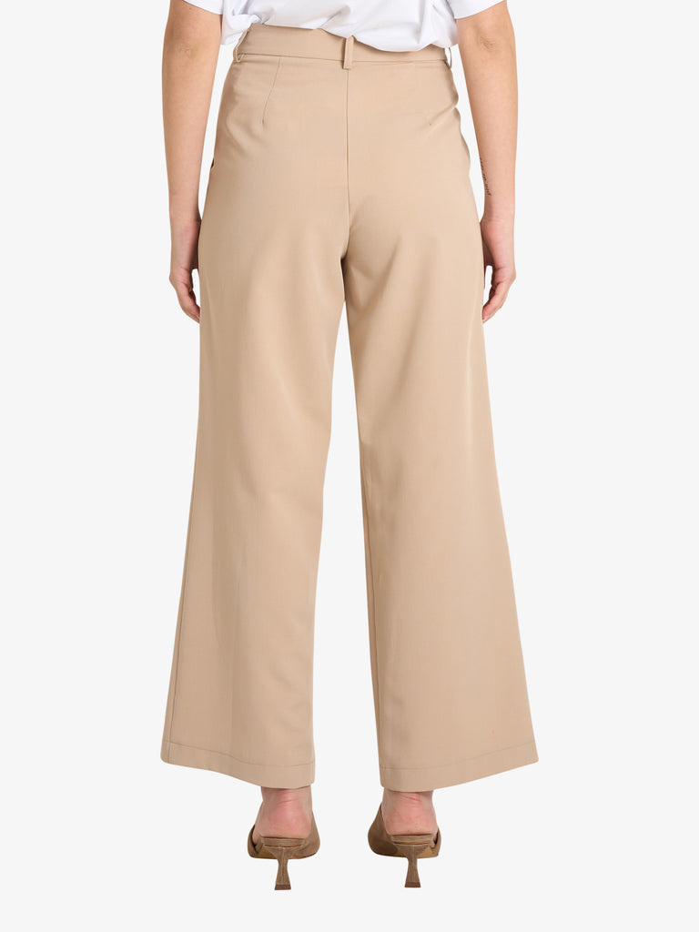 HAVE ONE pantaloni donna beige poliestere vita alta