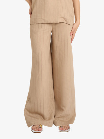 HAVE ONE pantaloni donna beige modal vita alta