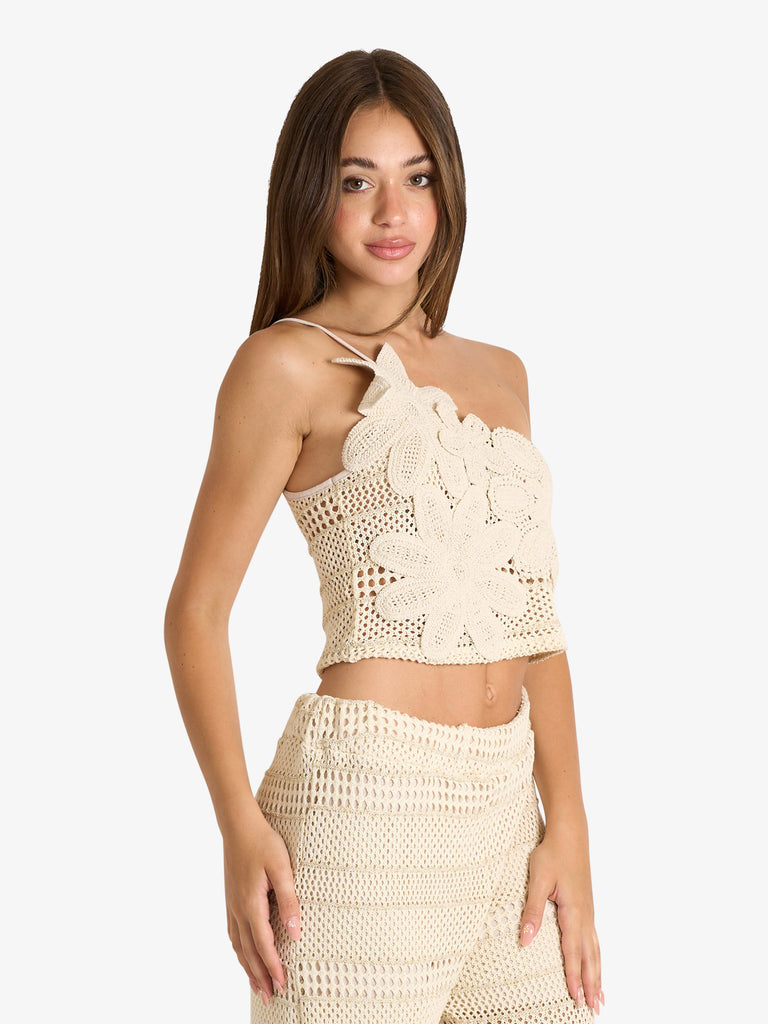 HAVE ONE top crochet donna beige