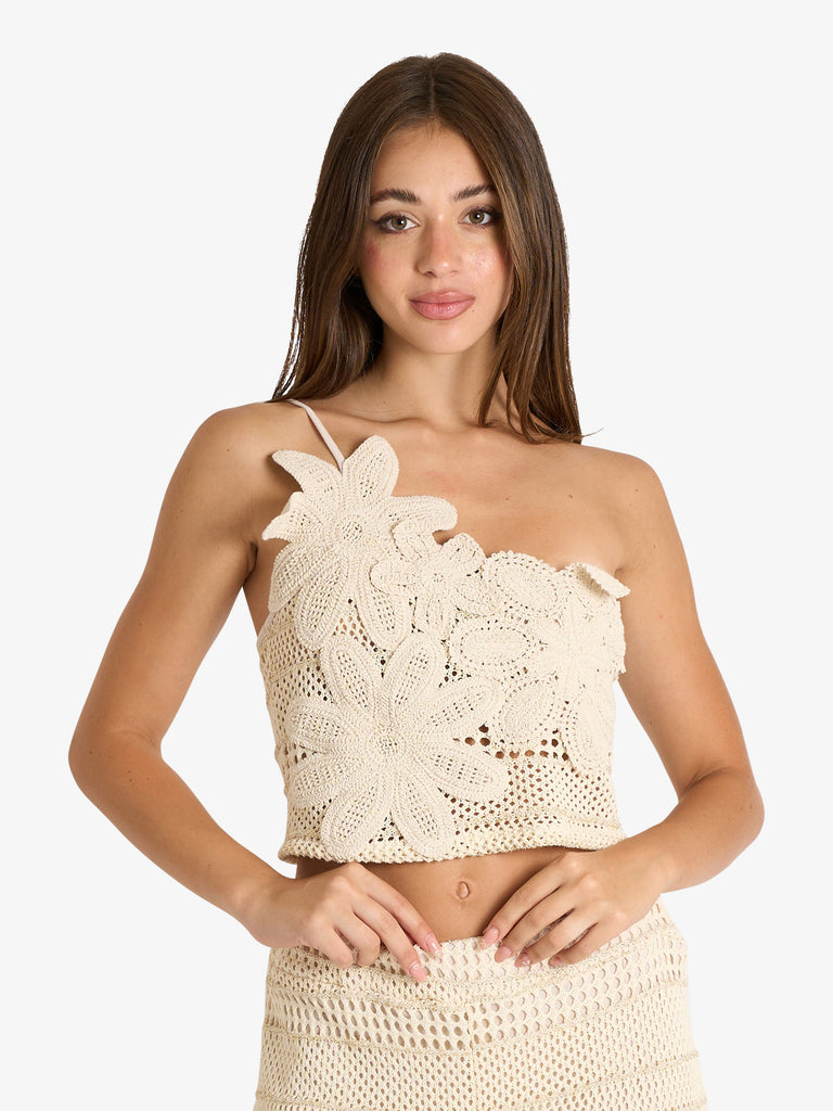 HAVE ONE top crochet donna beige