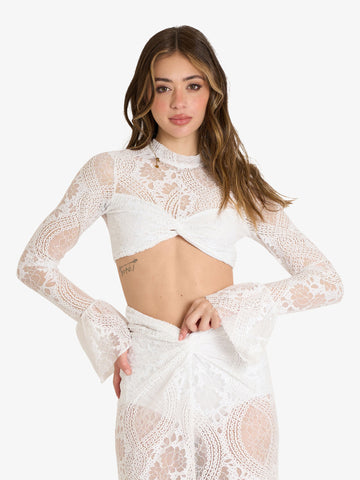 HAVE ONE top donna maniche lunghe bianco cotone