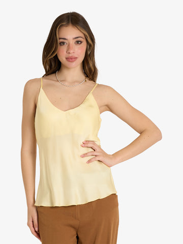 HAVE ONE top donna collo a v giallo viscosa