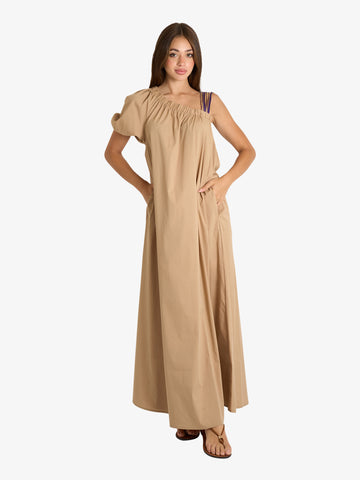 JIJIL abito donna beige cotone