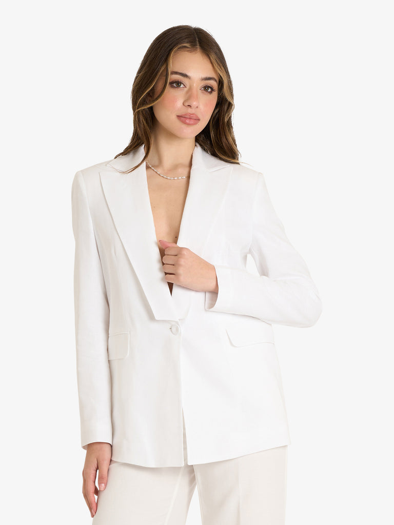 JIJIL blazer con revers donna bianco lino